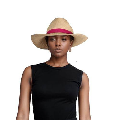 Wide Brim Trilby Fedora Women Panama Straw Sun Hat - hatsXcaps