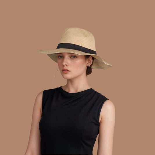 Wide Brim Trilby Fedora Women Panama Straw Sun Hat - hatsXcaps