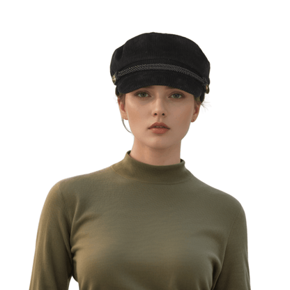Women Cotton Fiddler Cap with Rope Band Classic Design with Chic Twist - hatsXcaps