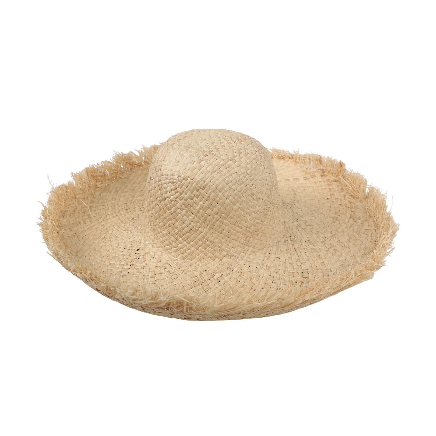Women's Frayed Edge Wide Brim Straw Hat for Summer